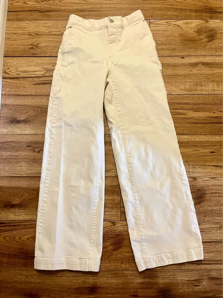 Oak + Fort High-Waisted Wide-Leg Pants (Cream) - Size XS - photo 5