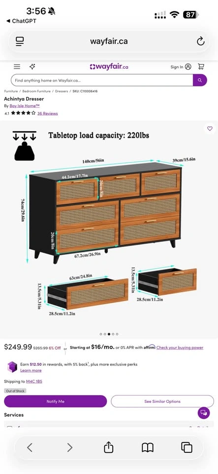 Wayfair Rattan 7-Drawer Dresser / Buffet Cabinet - photo 2