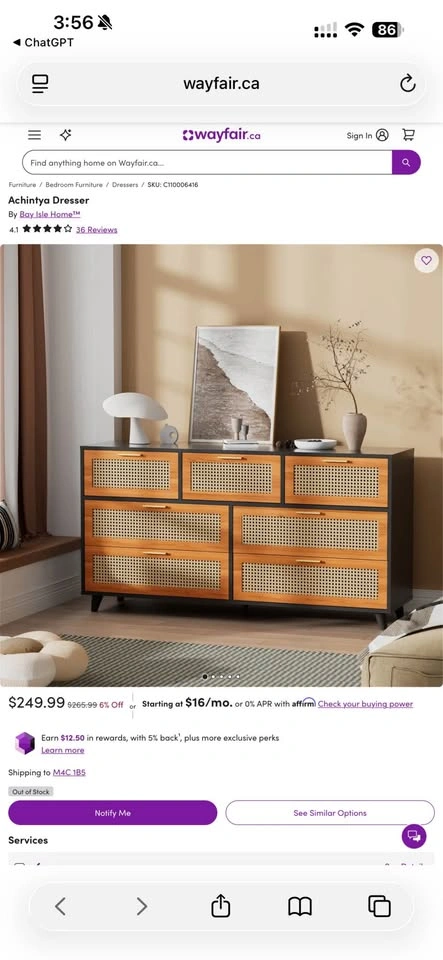Wayfair Rattan 7-Drawer Dresser / Buffet Cabinet - photo 3