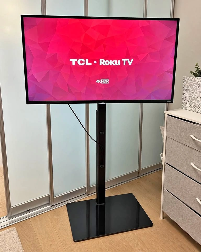 TCL 43” 4K Roku Smart TV + Heavy-Duty Floor Stand