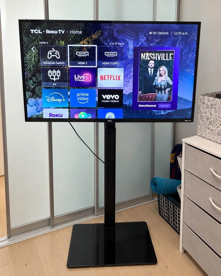 TCL 43” 4K Roku Smart TV + Heavy-Duty Floor Stand - photo 2