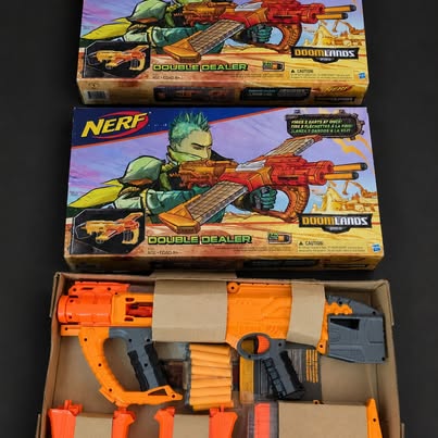 NERF Doomlands 2169 Double Dealer Blaster – Fires 2 Darts at Onc