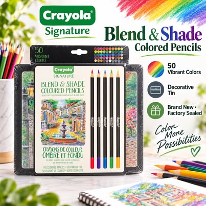 Crayola Signature Blend & Shade 50 Colored Pencils Tin