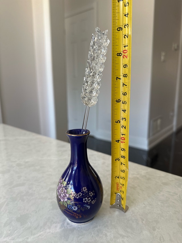 Kutani-style porcelain miniature vase with crystal wheat stalk - photo 5