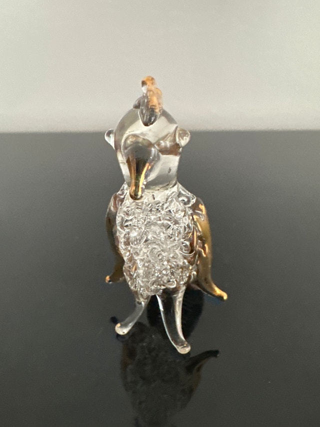 Miniature glass cockatoo parrot figurine