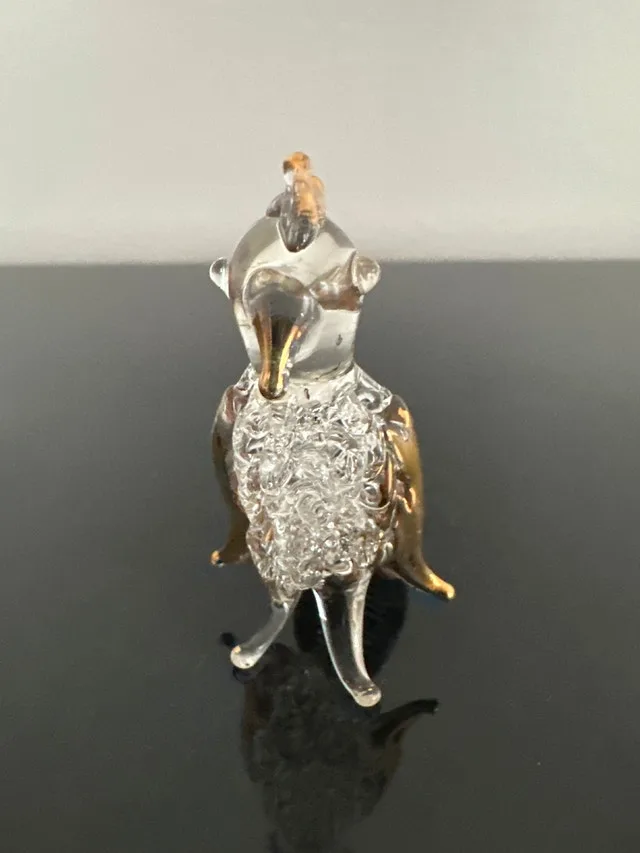 Miniature glass cockatoo parrot figurine