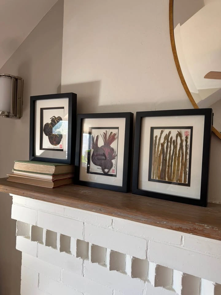 Set of 3 Botanical Kitchen Wall Art – Real Pressed Vegetables - photo 2