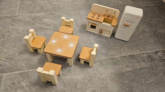 John Lewis Wooden Dolls House Kitchen & Dining Furniture Set