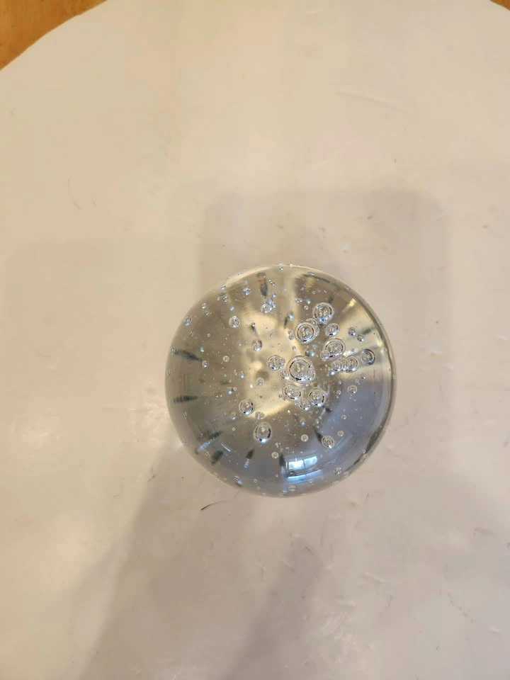 Clear Art Glass Paperweight with Interior Bubbles - photo 3