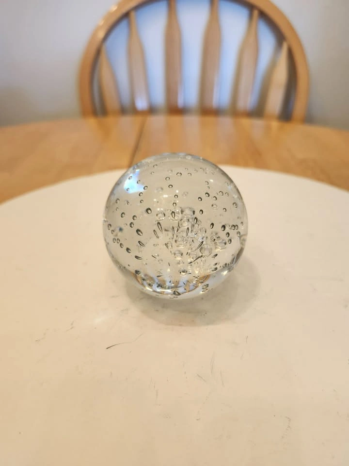 Clear Art Glass Paperweight with Interior Bubbles - photo 4