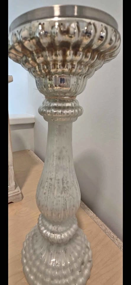 Mercury Glass Pillar Candle Holder