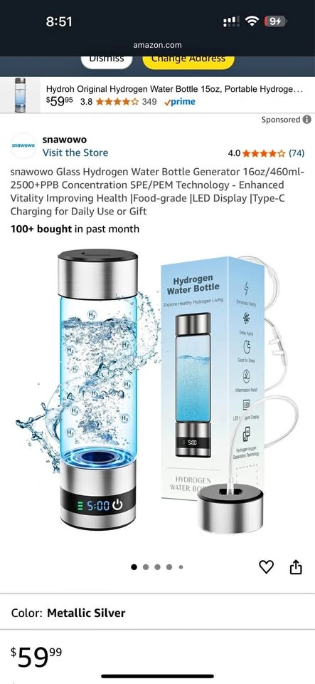 Hydrogen Water Bottle – Like New $25
