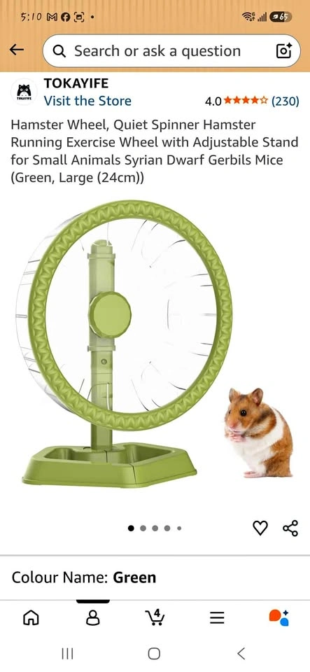 TOKAYIFE 24cm Hamster Wheel