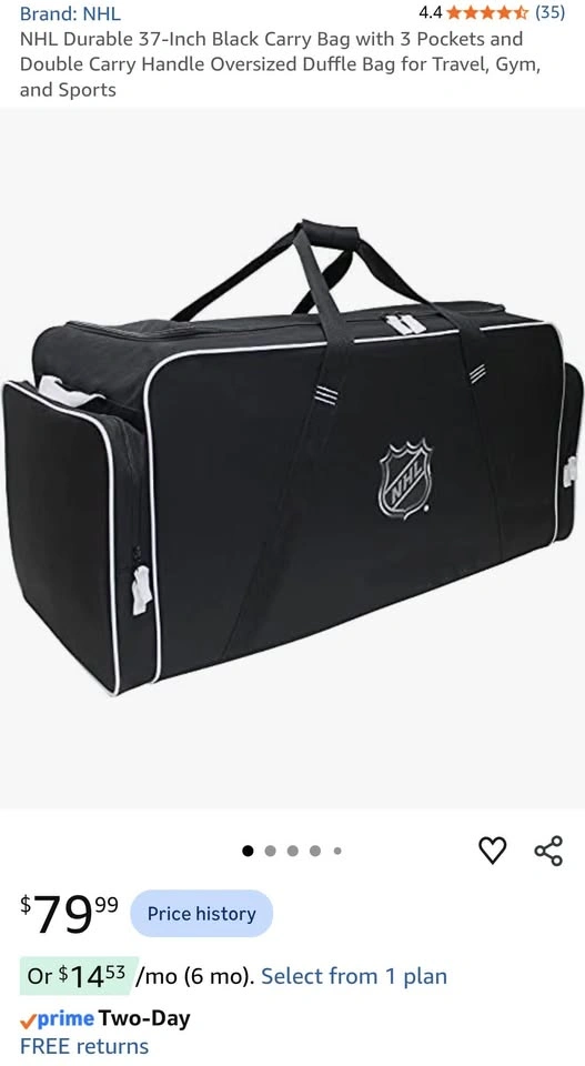 NHL Durable 37" Black Hockey Bag with 3 Pockets (145L) - photo 2