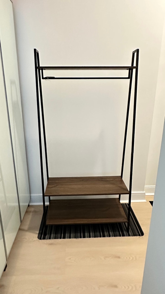 Modern Industrial Garment Rack / Open Closet with Shelves