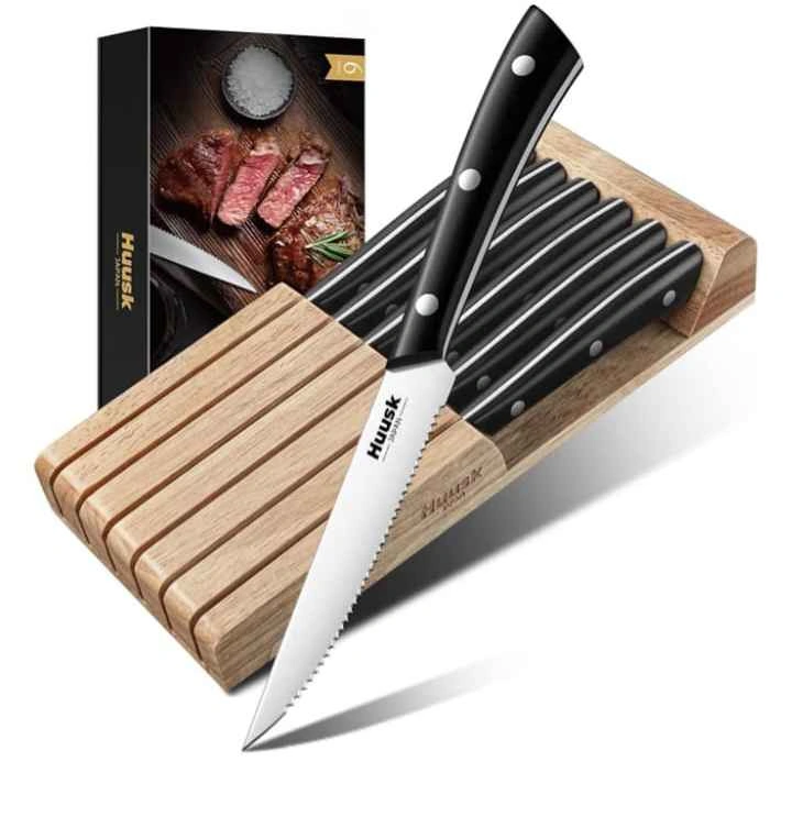 Huusk 6 Piece Steak Knives Set with Wooden Block - photo 2