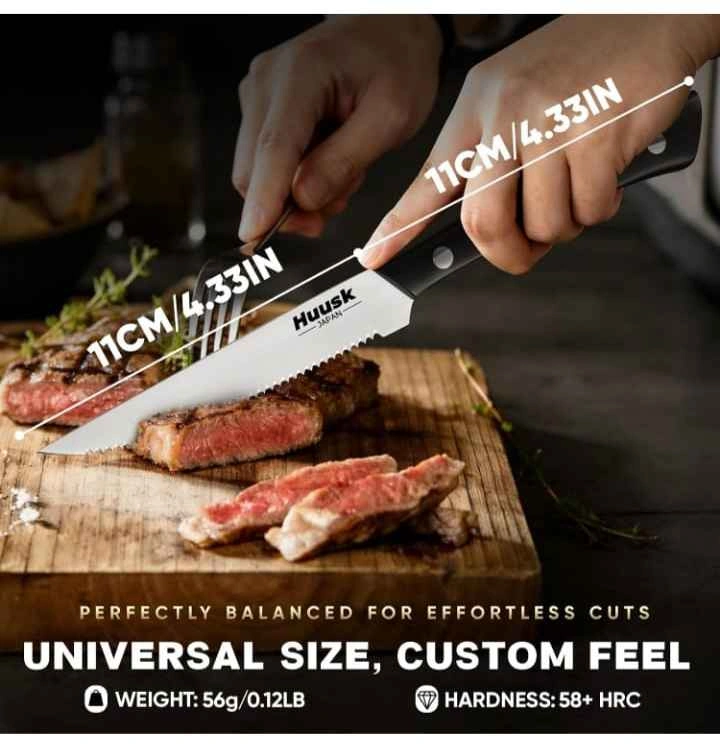 Huusk 6 Piece Steak Knives Set with Wooden Block - photo 5