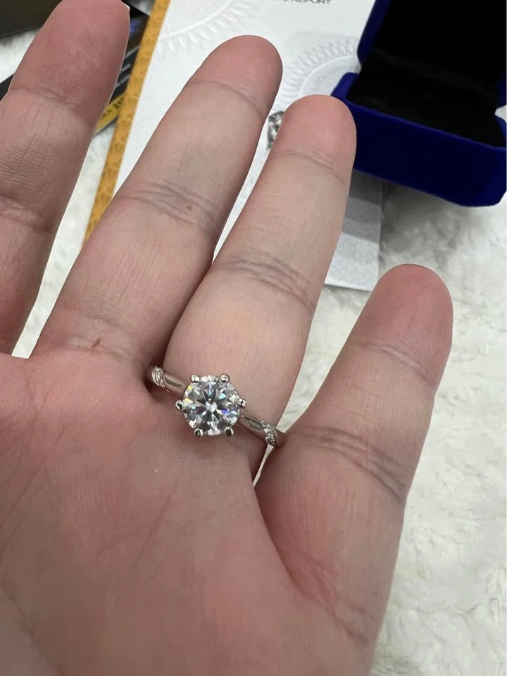 1 Carat Moissanite Engagement Ring 4-9 |Certified & Diamond Test - photo 5