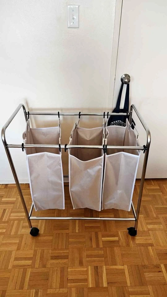 3 compartment rolling laundry hamper