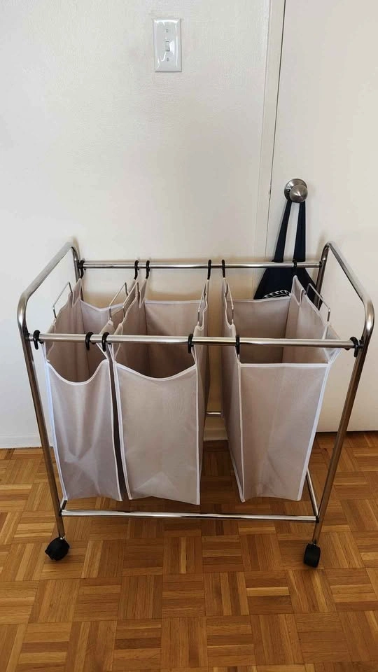 3 compartment rolling laundry hamper - photo 3