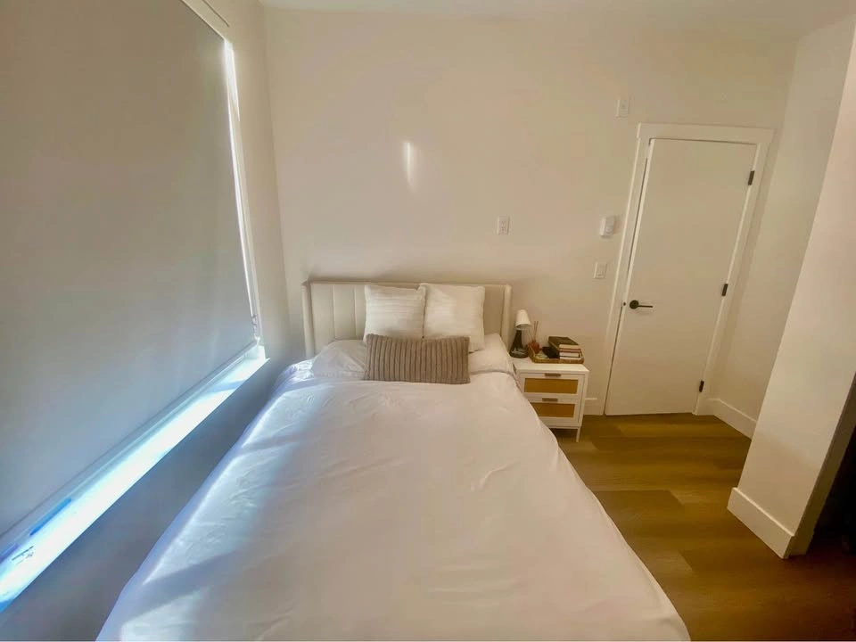 Full Bed Frame + Mattress – Cream Upholstered Headboard