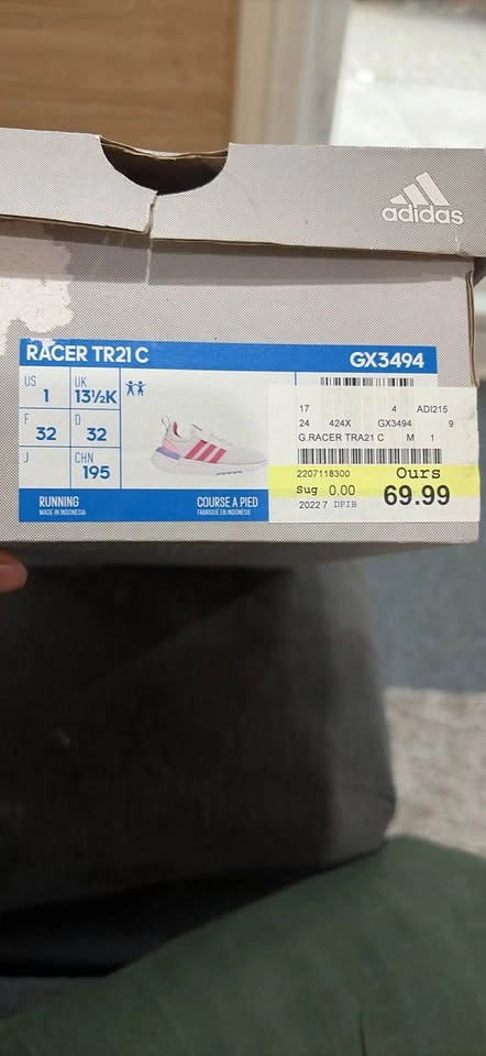 Brand new Adidas Racer TR21 C Kids Shoes Size 1 - photo 4