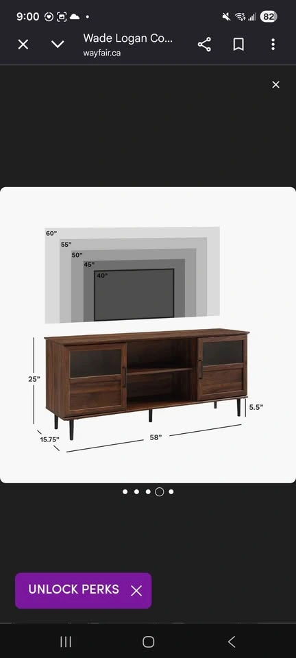 Dark Walnut Cochere 58" 2-Door TV Stand for TVs up to 60" - photo 2