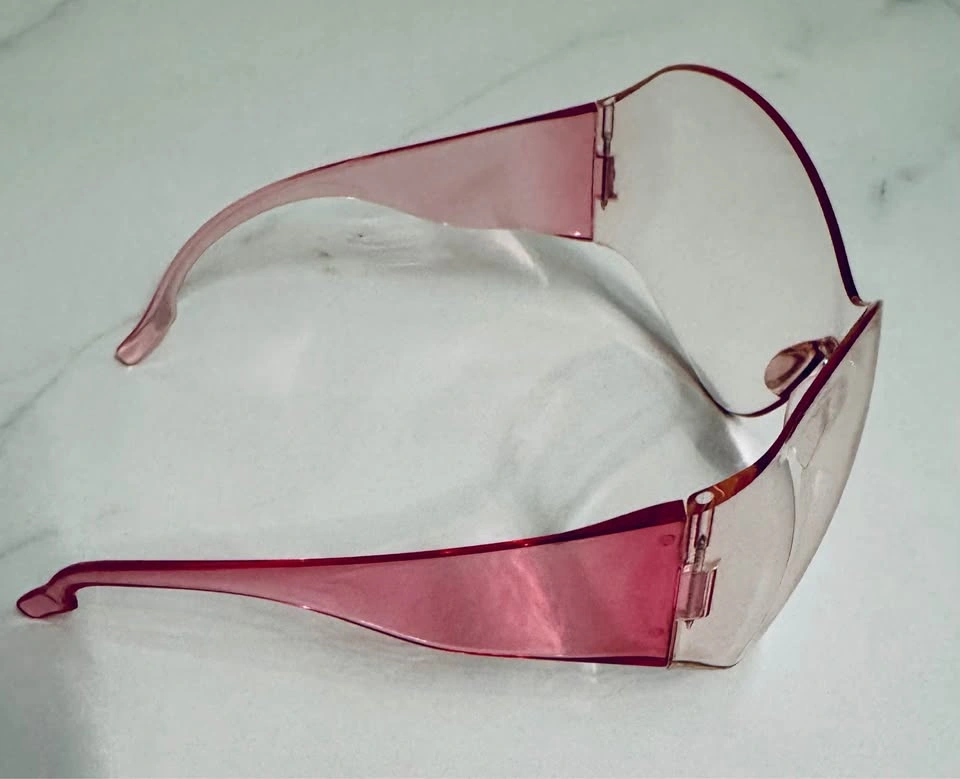 Pink Y2K Wrap Around Shield Sunglasses - photo 3