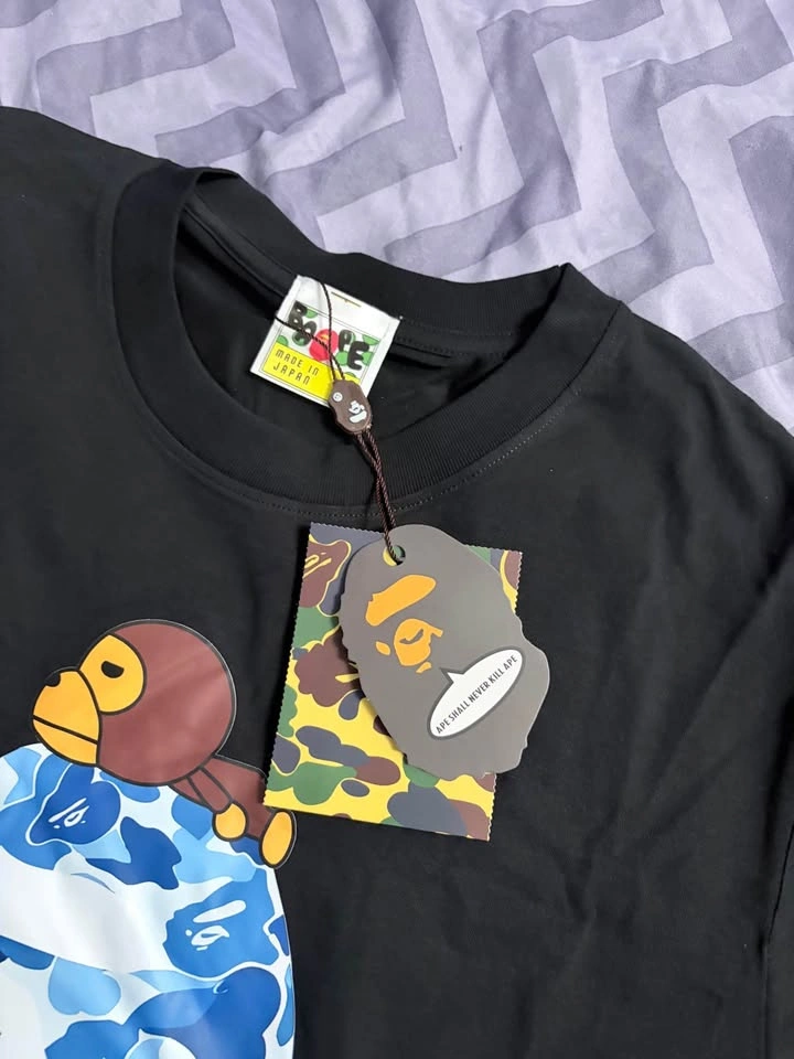 BAPE Baby Milo Blue Camo Ape Head Tee (Size S) - Black - photo 2