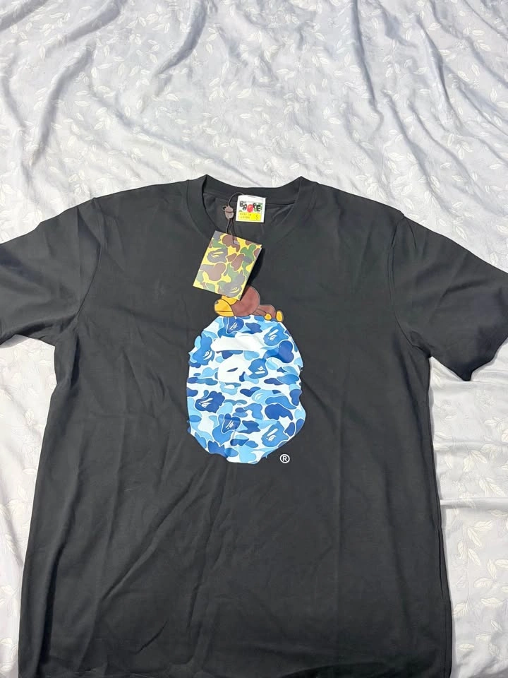 BAPE Baby Milo Blue Camo Ape Head Tee (Size S) - Black - photo 4