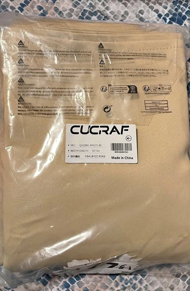 CUCRAF Rod Pocket 2 Curtains 52x72in Beige New - photo 3