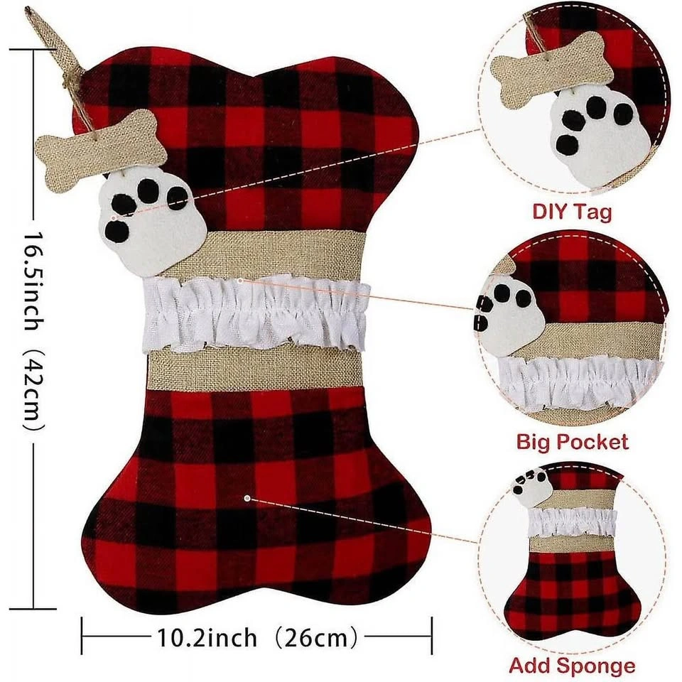 Christmas Stocking Dog Paw Plaid - photo 3