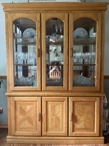 2-Piece Brown Wood Dining Table & China Cabinet Set - photo 3