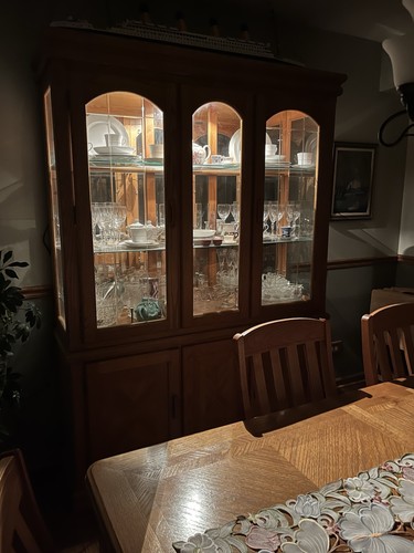 2-Piece Brown Wood Dining Table & China Cabinet Set - photo 4