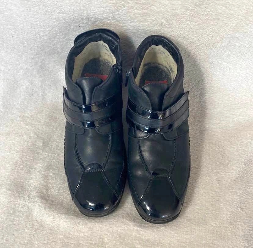 RIEKER BLACK ANKLE BOOTS HOTSELL Shiny Straps size 40