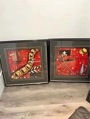 Set of 2 Hollywood Cinema Themed Framed Wall Art