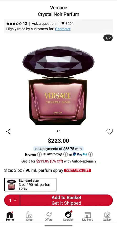 Versace crystal noir Parfum 90ml