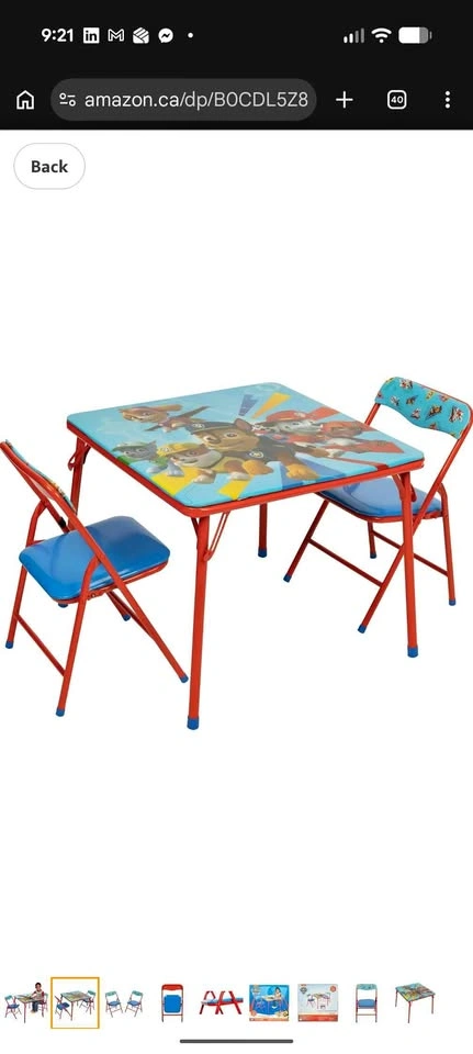 Paw Patrol kids table and chair set