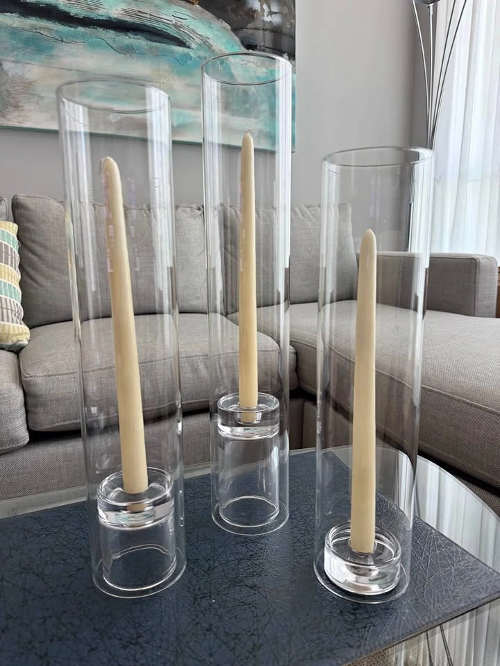 Yummi Glass Chimneys and Taper Candle Holders