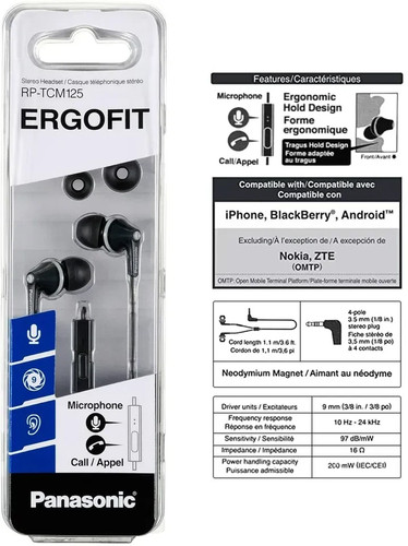 BNIB Panasonic Stereo Earphones w/ MIC for mobile phones