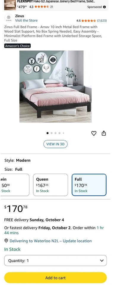 Full Size Bed Frame + Mattress - photo 4
