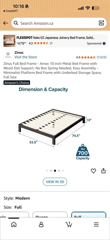 Full Size Bed Frame + Mattress - photo 5