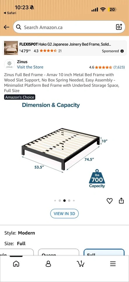 Full Size Bed Frame - Zinus - Brand New - photo 4