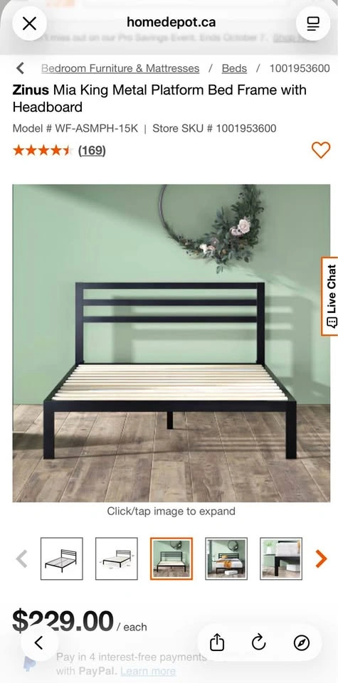 King size bed frame - Zinus - Brand New