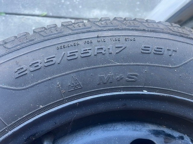 4 Goodyear Winter Tires 235/55R17 on Ford OEM Steel Rims - photo 2