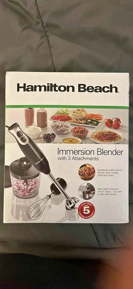 Hamilton beach immersion blender with 3 attachments