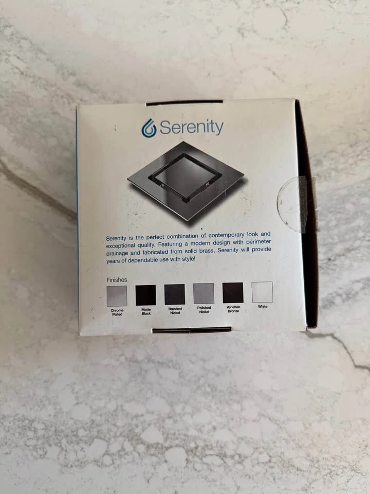 NEW Serenity 4” Square Chrome Shower Drain – Complete