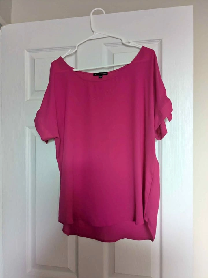 Adrianna Papell Pink Short Sleeve Blouse Size L
