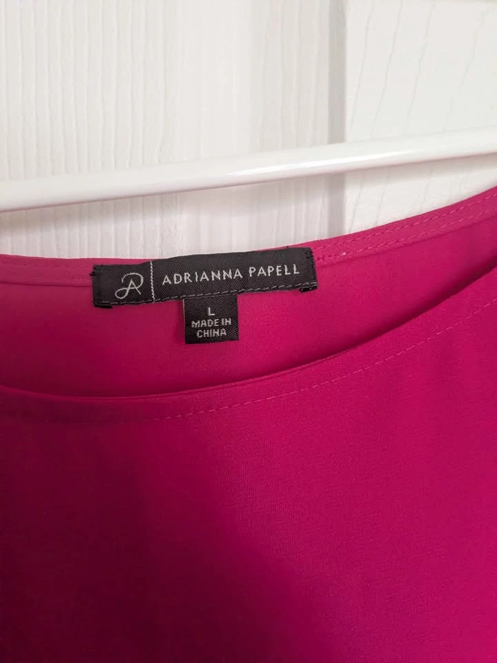Adrianna Papell Pink Short Sleeve Blouse Size L - photo 3