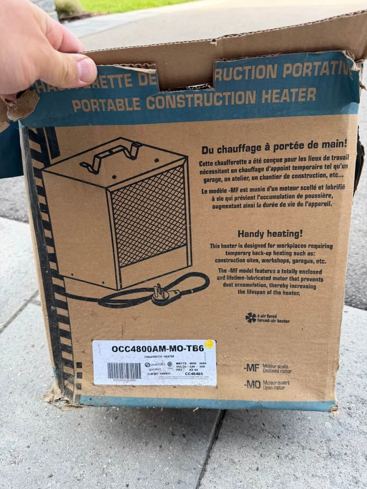 2x Ouellet 4800W Portable Construction Heater - 240V - photo 5